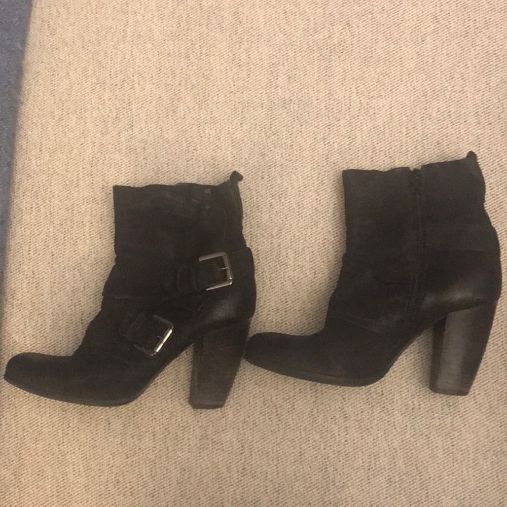 Boutique 9 Black Leather Buckle Booties